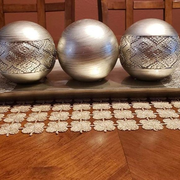 Dublin Decorative Tray and Orbs Balls Set - Centerpiece Bowl with Balls Decor - Picture 1 of 3